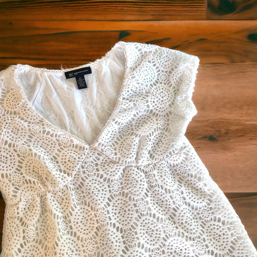 Pretty White Sundress. Crochet and fully lined. Pool. Beach. Swimsuit cover-up🤍 - Picture 6 of 16